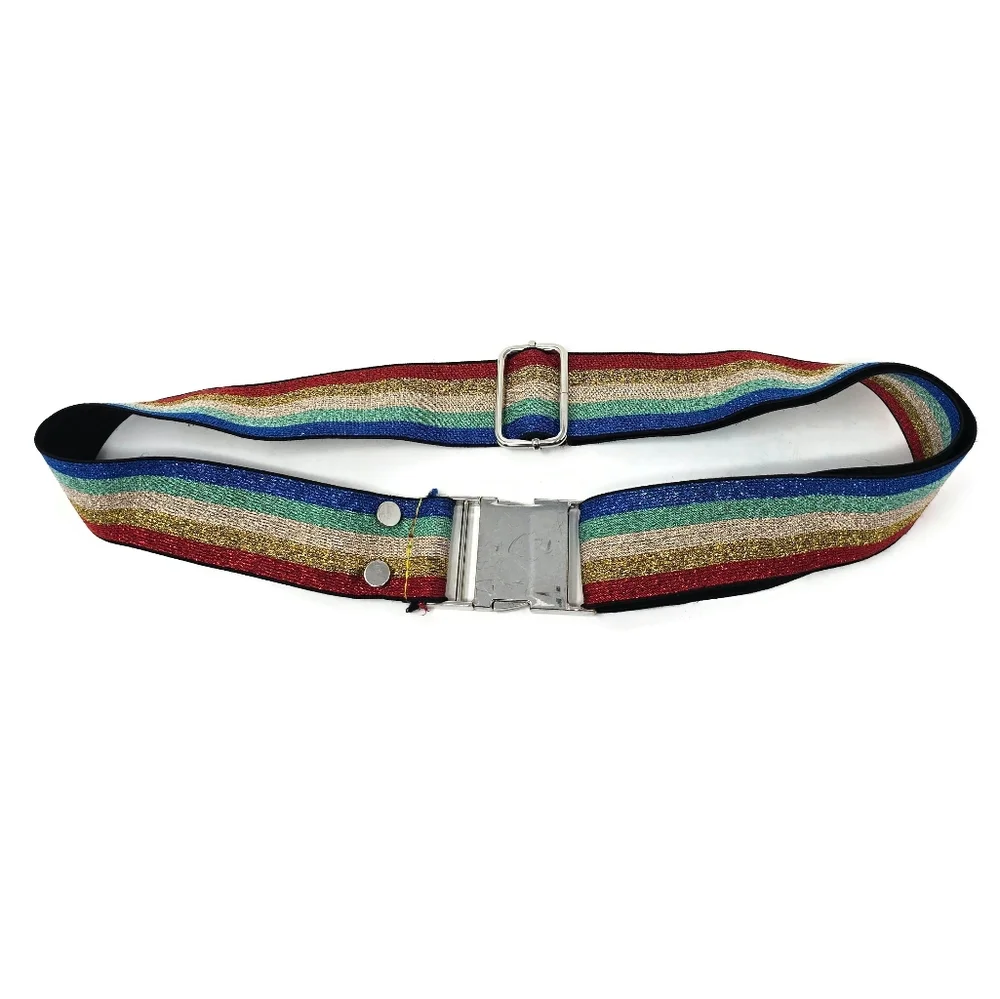 Glitter Rainbow Disco Elastic Belt Adjustable One Size